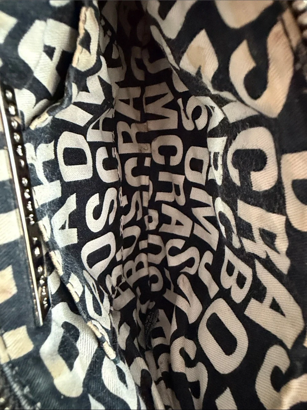 Marc by Marc Jacobs Percy Black Leather Wristlet Clutch Silver Hardware Y2K